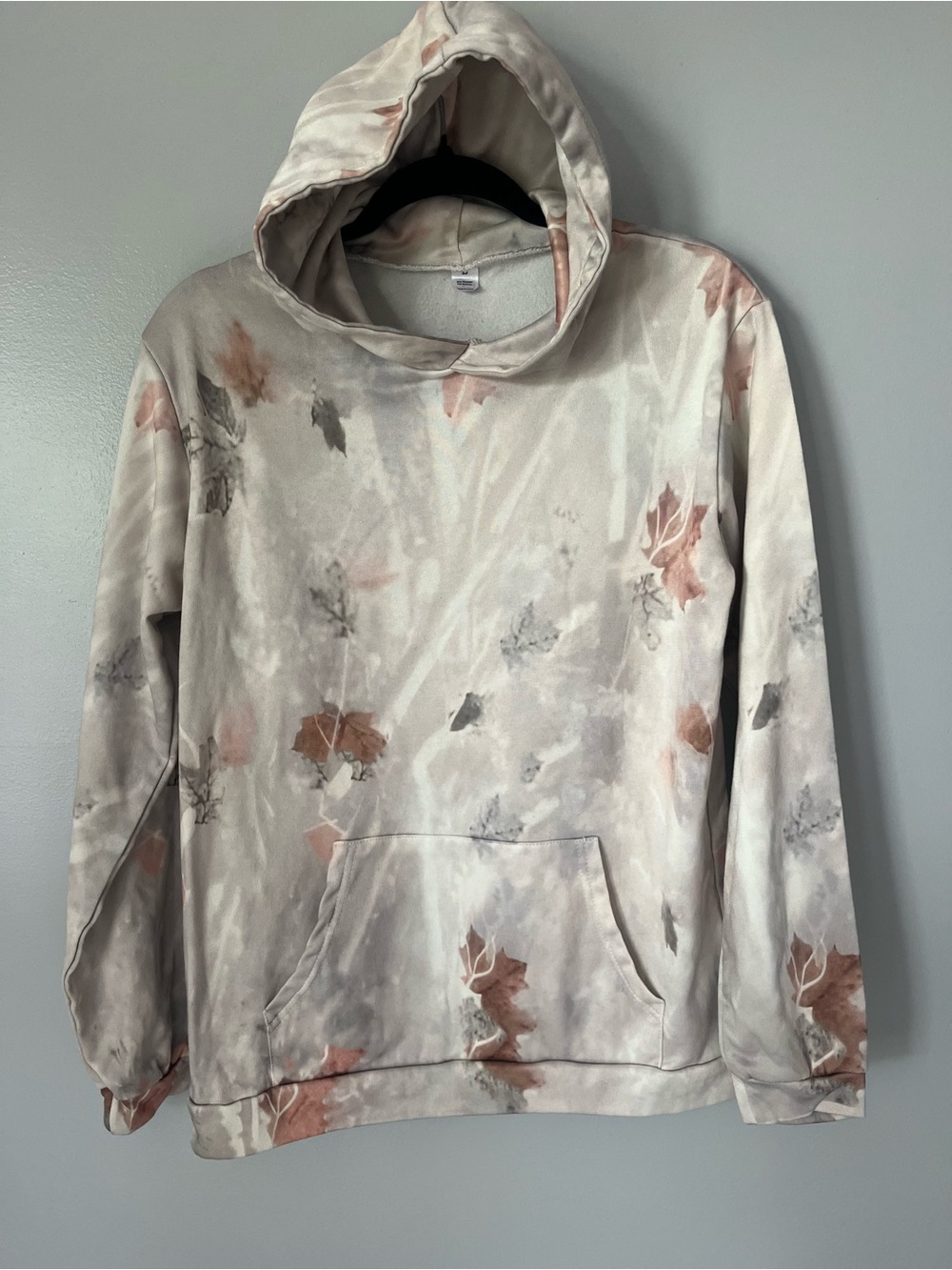 Neutral Camo Hoodie Pullover Sweatshirt Fleece Lined Size Large